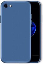 Siliconen hoesje met camera bescherming geschikt voor Apple iPhone SE 2020 - blauw + Glazen screen protector