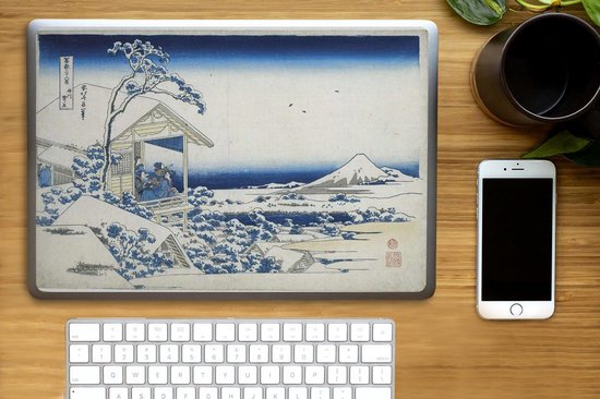 Sticker pour ordinateur portable - 15,6 pouces - Matin enneigé à Koishikawa - Peinture de Katsushika Hokusai
