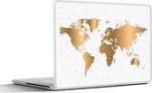Laptop sticker - 14 inch - Wereldkaart - Goud - Stippen - Kinderen - Jongens - Meiden - 32x5x23x5cm - Laptopstickers - Laptop skin - Cover