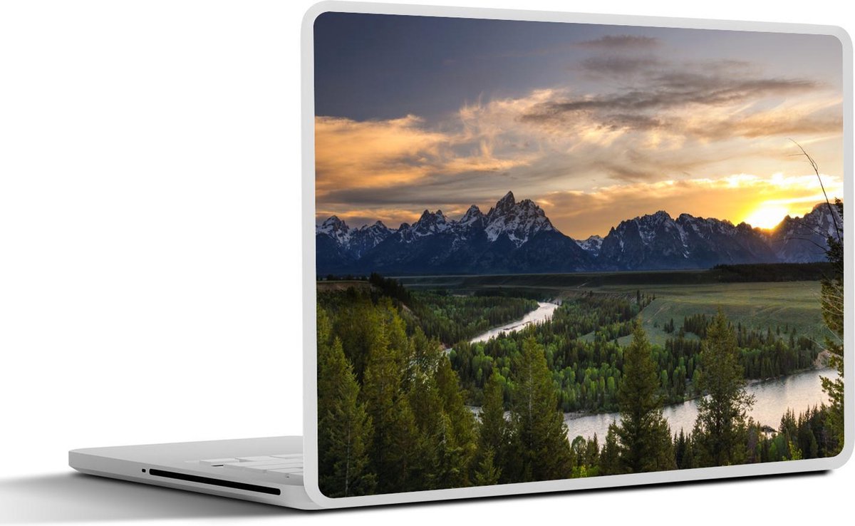 Afbeelding van product SleevesAndCases  Laptop sticker - 10.1 inch - De zon gaat langzaam onder achter de bergen van het Grand Teton Nationaal Park