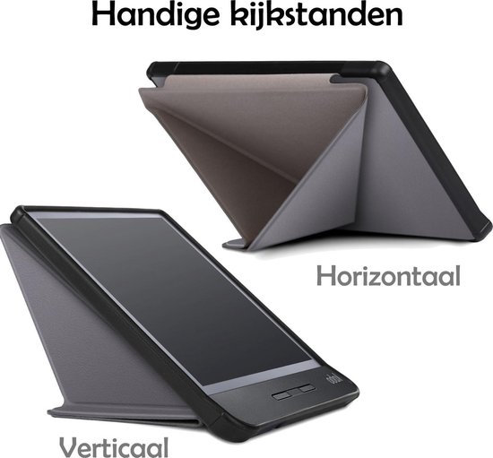 Hoesje Geschikt voor Kobo Libra H2O Hoes Bescherm Hoesje Case Sleep Cover Trifold - Hoes Geschikt voor Kobo Libra H2O Hoesje - Grijs van Hoesje  — afbeelding 3