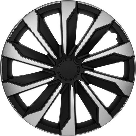 Autostyle Enjoliveurs Typhoon Pouces Abs Argent/ Noir 4 Pièces