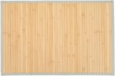 Bamboe Mat Tapijt Naturel| Grijs textielrand| Badmatjes - Natuurlijke Bamboe badmat -50 x 75 cm