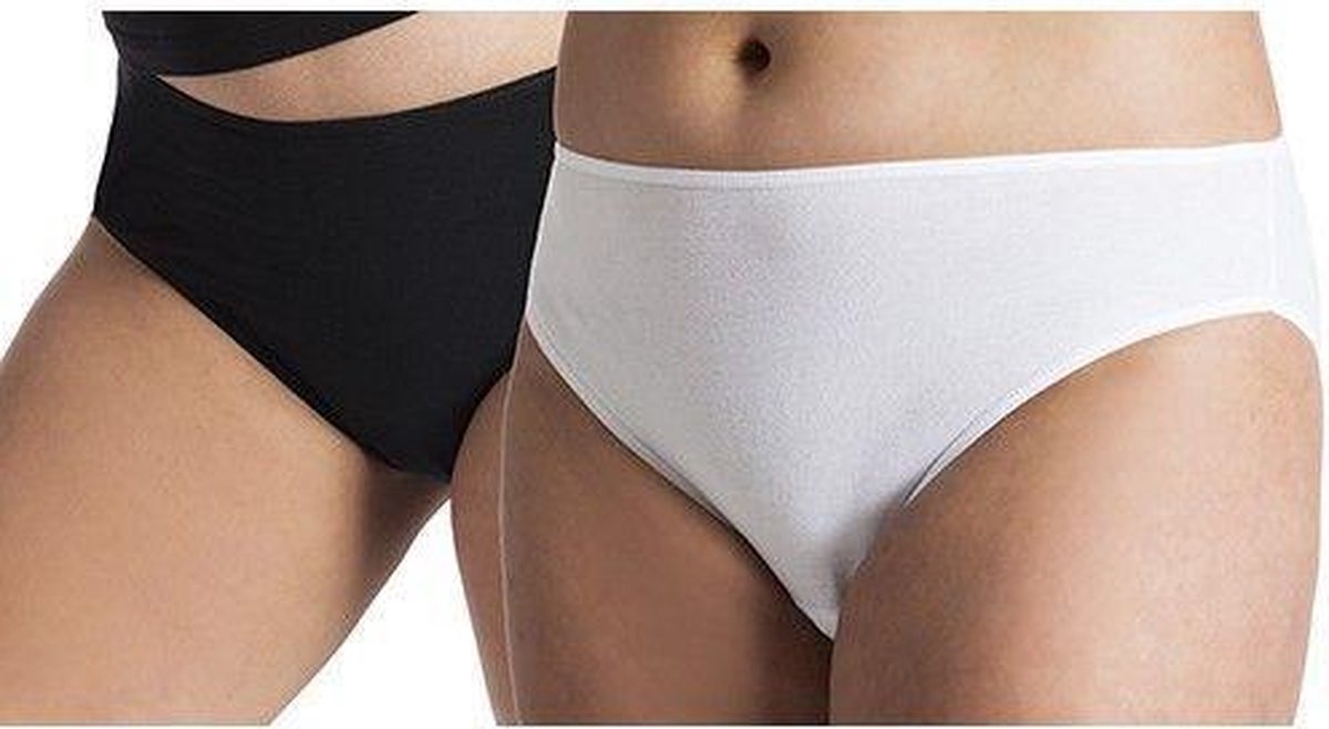 UnderWunder Heupslip - menstruatie ondergoed – incontinentie vrouw (duo pack) - Zwart/Wit maat 46/48