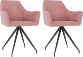 Eetkamerstoelen 2 stuks fluweel roze