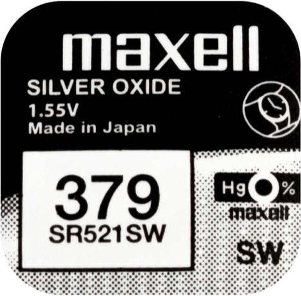 MAXELL 379 / SR521SW zilveroxide knoopcel horlogebatterij 1 (een) stuks