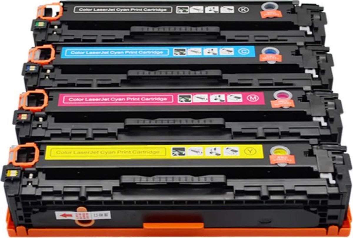 Inkmaster huismerk  XL Multipack Laser toner cartridges voor HP (125A) CB-540A, CB-541A, CB-542A en CB-543A | Geschikt voor HP Color Laserjet CM1312NFI MFP, CN1312 MFP, CP1210, CP1215, CP1215N, CP1217, CP1510, CP1515(N), CP1518(NI) (Zwart, Cyaan, Mag