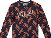 DJ Dutchjeans Meisjes Sweater Voila Navy + Rusty Brown -  128