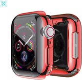 MY PROTECT - Hoesje Geschikt Voor Apple Watch 40mm Siliconen Bescherm Case - Screenprotector - Transparant/Rood