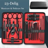 Professionele 23-Delige RVS Manicure & Pedicureset - Antislip Nagelknipper - Kalknagel/Teennagels Nagelschaar - Pincet Epileer & Wenkbrauw Trimmer/Scheermesje -Oorreiniger/Oorsmeer Verwijdere