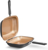 Livington Black Doubletta | Omkeerbare pan | Koken, braden, bakken, grillen | ergonomische handgreep | geschikt voor alle warmtebronnen | Anti-aanbak laag