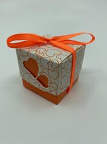 5 Cadeaudoosjes - Oranje - 5x5x5,3cm - Babyshower - met strik / lint - Gift Box / Bedankt