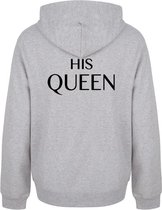 THE KING & HIS QUEEN couple hoodies grijs (QUEEN - maat S) | Matching hoodies | Koppel hoodies
