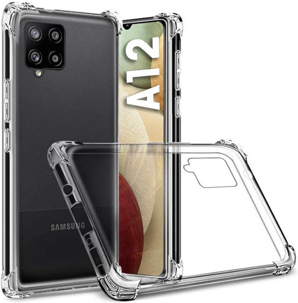 Hoesje geschikt voor Samsung Galaxy A12 Hoesje - A12 Anti Shock Back Cover - Hybride Shock Proof Galaxy A12 Transparant Case - EPICMOBILE
