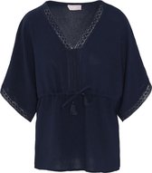 Cassis - Female - Effen blouse met knoopwerk  - Marineblauw