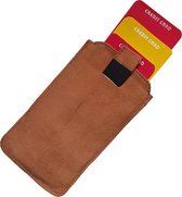 Creditcardhouder Leer - Bruin - Cognac - Suede - Portemonnee - Wallet - Pasjesmapje - OV kaarthouder - Pasjeshoes