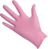 Wegwerp handschoenen - Huishandschoenen - Nitril -  poedervri - Roze - Top kwaliteit - 100 stuks in verpakking - Maat XS