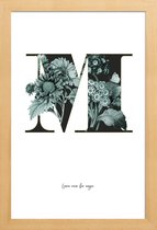 JUNIQE - Poster in houten lijst Flower Alphabet - M -20x30 /Groen &