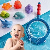 WithGoods® 7 in 1 Badspeelgoedset  – Visnet Met 6 Oceaandieren – Badspeelgoed – Speelgoed voor in bad