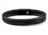 Touw armband Dubbel Snoer Zwart Premium 19,5cm Galeara Design Noa