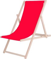 Springos | Ligbed | Strandstoel | Ligstoel | Verstelbaar | Beukenhout | Handgemaakt | Rood