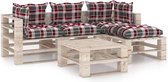 Medina 5-delige Loungeset met kussens pallet grenenhout