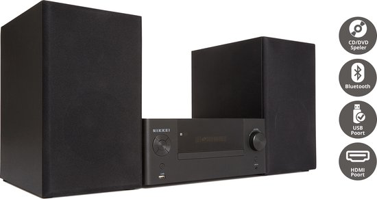 Nikkei NMD370 - DVD speler - Home Entertainment Audio Set / Speakerset / Stereosysteem - Microset met USB-poort, Bluetooth, CD/DVD speler en Afstandbediening - Zwart