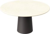 FLOW Ronde Eettafel - Crema Marfil Beige Marmer (Grijsbruine Cilinder) - 110 x 110 x 75  - Gepolijst Recht