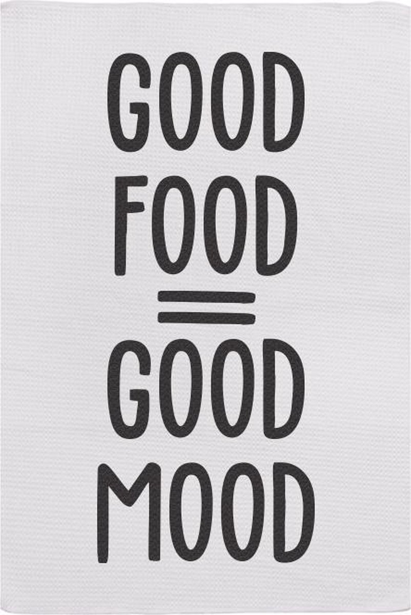 Theedoek met leuke print - GOOD FOOD = GOOD MOOD