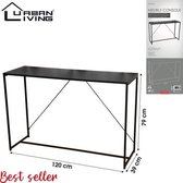 Urban Living - Industriële Metalen Console Tafel - Wandtafel / Haltafel - Zwart