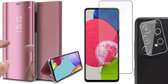 Hoesje geschikt voor Samsung Galaxy A52s - Spiegel Book Case - Roze - Met Screenprotector en Camera Screen Protector