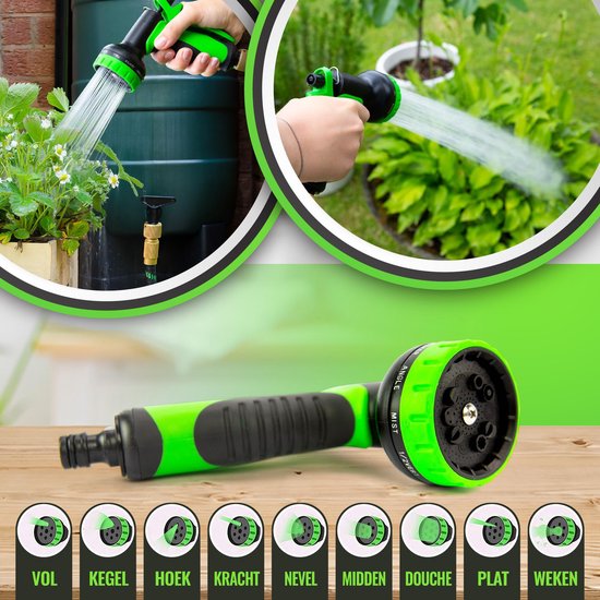 MD-Goods ® Super Sterk Uitrekbare Tuinslang 15 Meter incl. Sproeikop, Opbergtas, Koppelstukken en Ophanghaak - Flexibel Elastisch