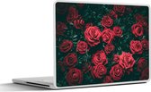 Laptop sticker - 12.3 inch - Rozen - Bloemen - Rood - 30x22cm - Laptopstickers - Laptop skin - Cover