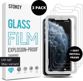 Stokey® Screenprotector iPhone 11 Pro Max met Easy Montage Frame voor Eenvoudige Installatie - 3 Pack Premium Tempered Glas 2.5D 9H