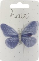 Haarspeldjes duckclip 6.0cm Vlinder met Glitter - Blauw - 1 stuk