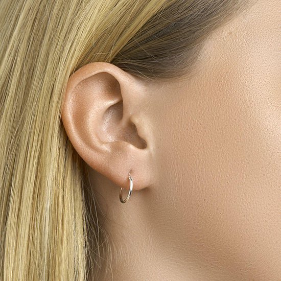 Boucles d'oreilles Dames - Boucles d'oreilles - Rondes - Tube - 1.3mm - 15mm - Hommes - Poli - Plaqué rhodium - Argent 925