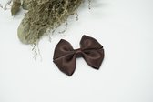 Haarstrik Satijn - Donker chocolade bruin - Haarclip - Bows and Flowers