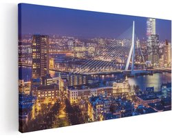 Artaza Canvas Schilderij Rotterdamse Skyline Met De Erasmusbrug  - 40x20 - Klein - Foto Op Canvas - Canvas Print