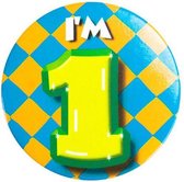 button I'm 1 junior 5,5 cm staal geel/groen/blauw