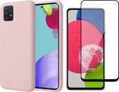 Hoesje geschikt voor Samsung Galaxy A52s en Screenprotector - Fluweelzachte Backcover - Roze