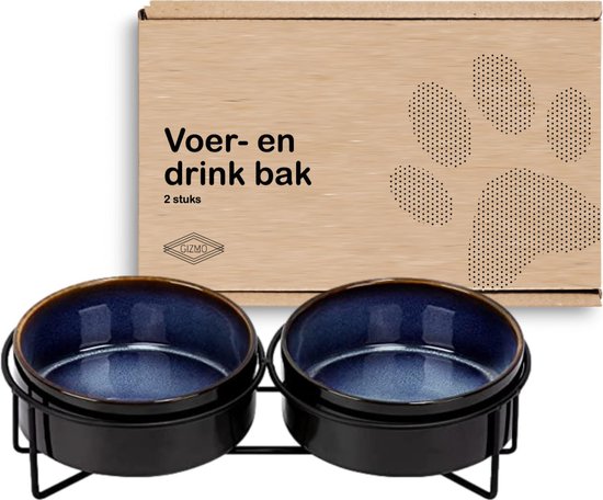 GIZMO Voerbak Kat / Hond Dubbel Grijs 2 Keramische Drink & Voerbakken GIZMO Voerbak Kat / Hond Dubbel Grijs 2 Keramische Drink & Voerbakken