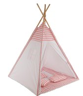 Sajan - Tipi Speeltent - Met Grondkleed & Kussens - Tent voor kinderen - Roze-Wit