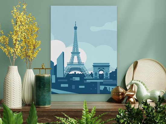 Artaza Canvas Schilderij Skyline Van Parijs - Abstract - 30x40 - Klein - Foto Op Canvas - Canvas Print