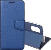 Voor Samsung Galaxy A51 5G Zijden Textuur Horizontale Flip Leren Case met Houder & Kaartsleuven & Portemonnee & Fotolijst (Donkerblauw)