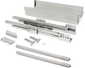 Emuca Ladekit voor keukens Vantage-Q, hoogte 141 mm, diepte 400 mm, met rails, zachte sluiting, Staal, Metallic grijs