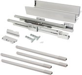 Emuca Ladekit voor keukens Vantage-Q, hoogte 204 mm, diepte 450 mm, met rails, zachte sluiting, Staal, Metallic grijs