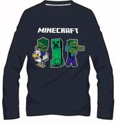 Minecraft T-shirt lange mouw - blauw - Maat 140 cm / 10 jaar
