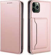 iPhone X Book Case Hoesje met Magnetische Sluiting - PU Leer - Pasjeshouder - TPU - Apple iPhone X - Rose Goud