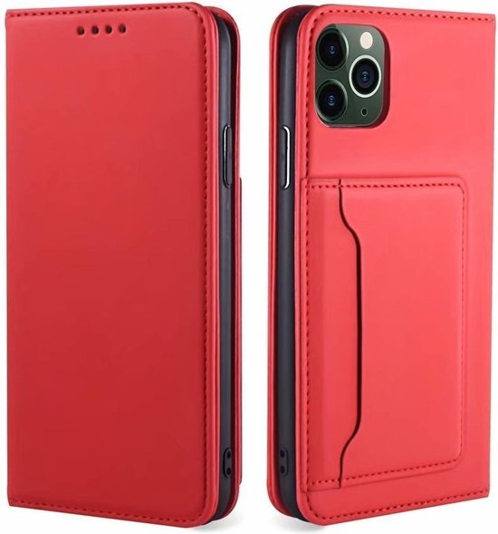 Étui pour iPhone 12 Mini Book avec fermeture magnétique - Cuir PU - Porte-cartes - TPU - Apple iPhone 12 Mini - Rouge