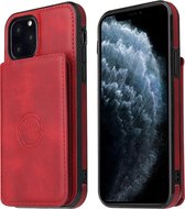 GSMNed – Leren telefoonhoes iPhone 12 Pro Max rood – Luxe iPhone hoesje – pasjeshouder – Portemonnee met magneetsluiting – rood